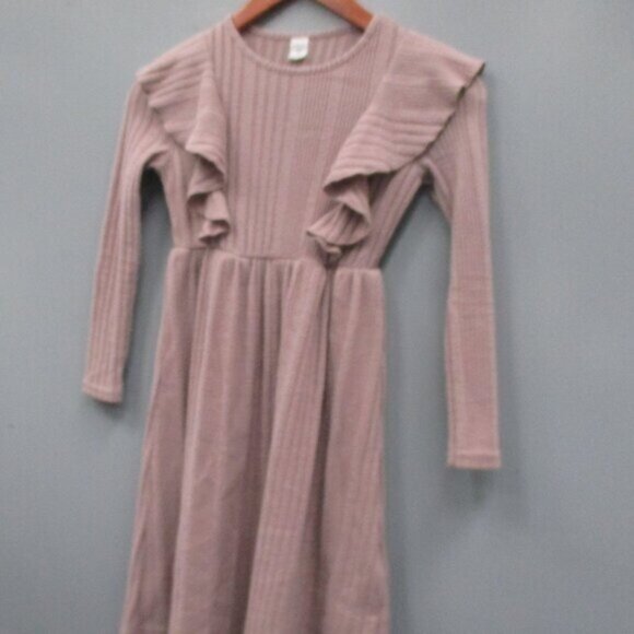 Girls Dress Size 8 Y Light Burgundy Round Neck Long Sleeve Dress Outfit - Picture 1 of 9